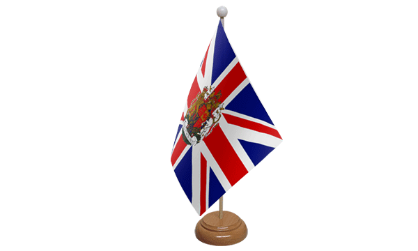 Union Jack Crest Small Flag with Wooden Stand